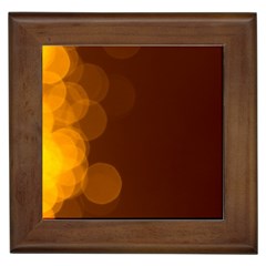 Yellow And Orange Blurred Lights Orange Gerberas Yellow Bokeh Background Framed Tiles