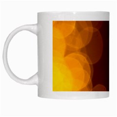 Yellow And Orange Blurred Lights Orange Gerberas Yellow Bokeh Background White Mugs by Amaryn4rt