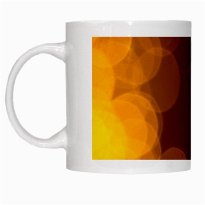 Yellow And Orange Blurred Lights Orange Gerberas Yellow Bokeh Background White Mugs