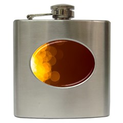 Yellow And Orange Blurred Lights Orange Gerberas Yellow Bokeh Background Hip Flask (6 Oz) by Amaryn4rt