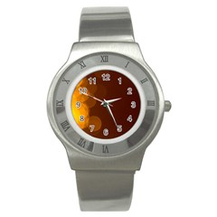 Yellow And Orange Blurred Lights Orange Gerberas Yellow Bokeh Background Stainless Steel Watch by Amaryn4rt