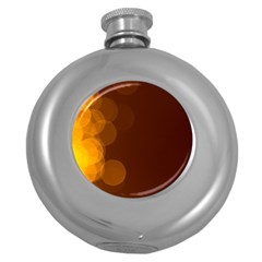 Yellow And Orange Blurred Lights Orange Gerberas Yellow Bokeh Background Round Hip Flask (5 Oz) by Amaryn4rt