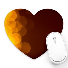 Yellow And Orange Blurred Lights Orange Gerberas Yellow Bokeh Background Heart Mousepads by Amaryn4rt