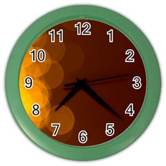 Yellow And Orange Blurred Lights Orange Gerberas Yellow Bokeh Background Color Wall Clocks