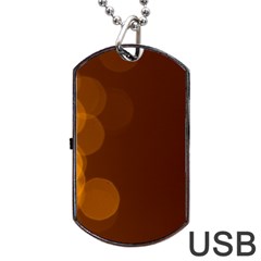 Yellow And Orange Blurred Lights Orange Gerberas Yellow Bokeh Background Dog Tag Usb Flash (one Side)