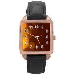 Yellow And Orange Blurred Lights Orange Gerberas Yellow Bokeh Background Rose Gold Leather Watch  by Amaryn4rt