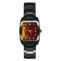 Yellow And Orange Blurred Lights Orange Gerberas Yellow Bokeh Background Stainless Steel Barrel Watch