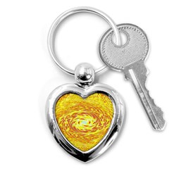 Yellow Seamless Psychedelic Pattern Key Chains (Heart) 