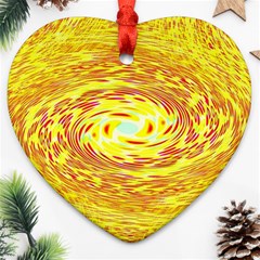 Yellow Seamless Psychedelic Pattern Heart Ornament (Two Sides)