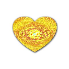 Yellow Seamless Psychedelic Pattern Rubber Coaster (Heart) 