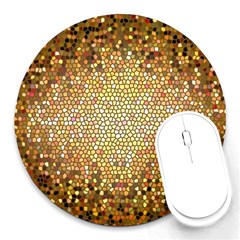 Yellow And Black Stained Glass Effect Round Mousepads by Amaryn4rt