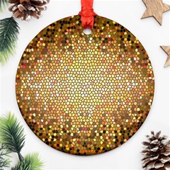 Yellow And Black Stained Glass Effect Ornament (round) by Amaryn4rt