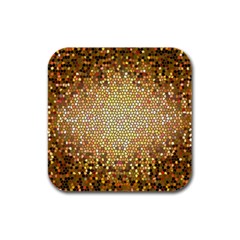 Yellow And Black Stained Glass Effect Rubber Square Coaster (4 pack) 