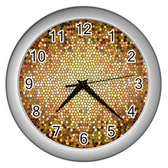 Yellow And Black Stained Glass Effect Wall Clocks (Silver) 