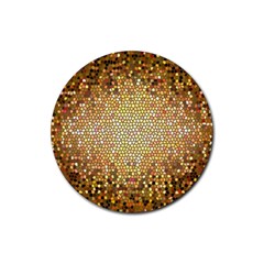 Yellow And Black Stained Glass Effect Rubber Coaster (Round) 