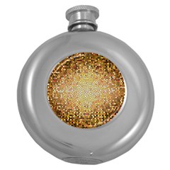 Yellow And Black Stained Glass Effect Round Hip Flask (5 oz)