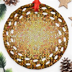 Yellow And Black Stained Glass Effect Ornament (Round Filigree)