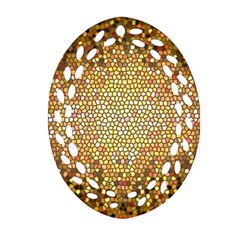 Yellow And Black Stained Glass Effect Oval Filigree Ornament (Two Sides)