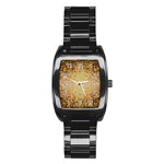 Yellow And Black Stained Glass Effect Stainless Steel Barrel Watch Front