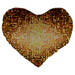 Yellow And Black Stained Glass Effect Large 19  Premium Flano Heart Shape Cushions by Amaryn4rt