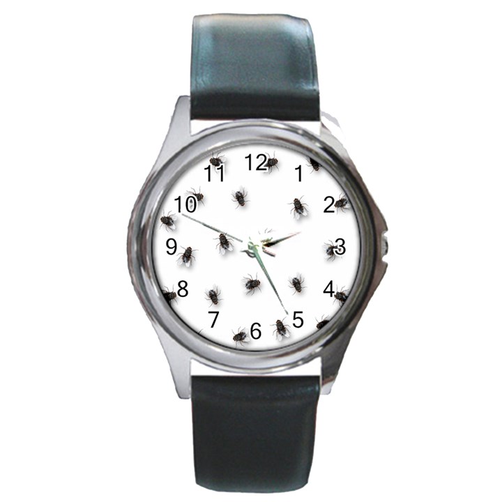 Flies Round Metal Watch