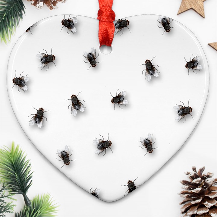 Flies Heart Ornament (Two Sides)