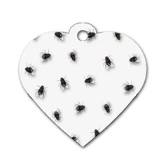 Flies Dog Tag Heart (one Side)