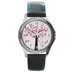 Valentine s Day Tree Round Metal Watch