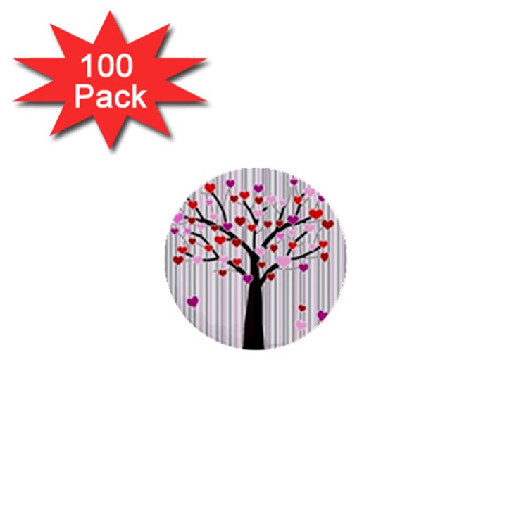 Valentine s day tree 1  Mini Buttons (100 pack) 