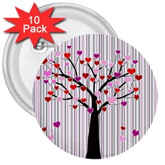 Valentine s Day Tree 3  Buttons (10 Pack) 