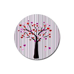 Valentine s Day Tree Rubber Round Coaster (4 Pack) 