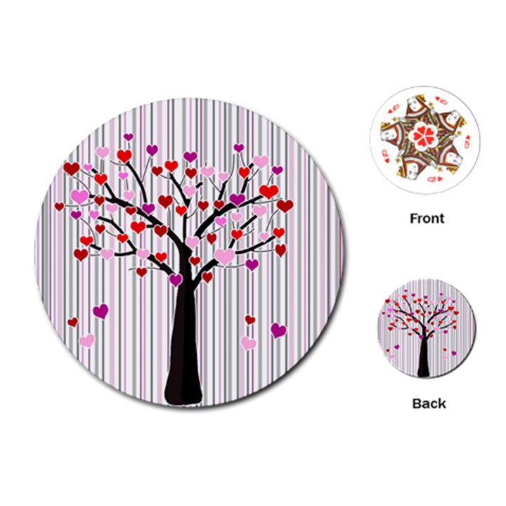 Valentine s day tree Playing Cards (Round) 