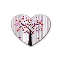 Valentine s Day Tree Rubber Coaster (heart)  by Valentinaart