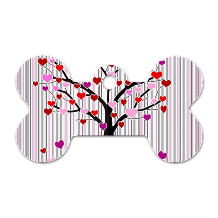 Valentine s day tree Dog Tag Bone (One Side)