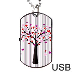 Valentine s Day Tree Dog Tag Usb Flash (one Side) by Valentinaart