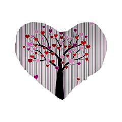 Valentine s Day Tree Standard 16  Premium Flano Heart Shape Cushions