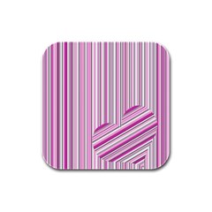 Pink Love Pattern Rubber Square Coaster (4 Pack)  by Valentinaart