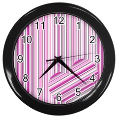 Pink Love Pattern Wall Clocks (black)