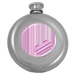 Pink love pattern Round Hip Flask (5 oz) Front