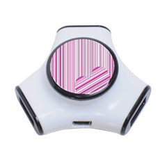 Pink Love Pattern 3-port Usb Hub