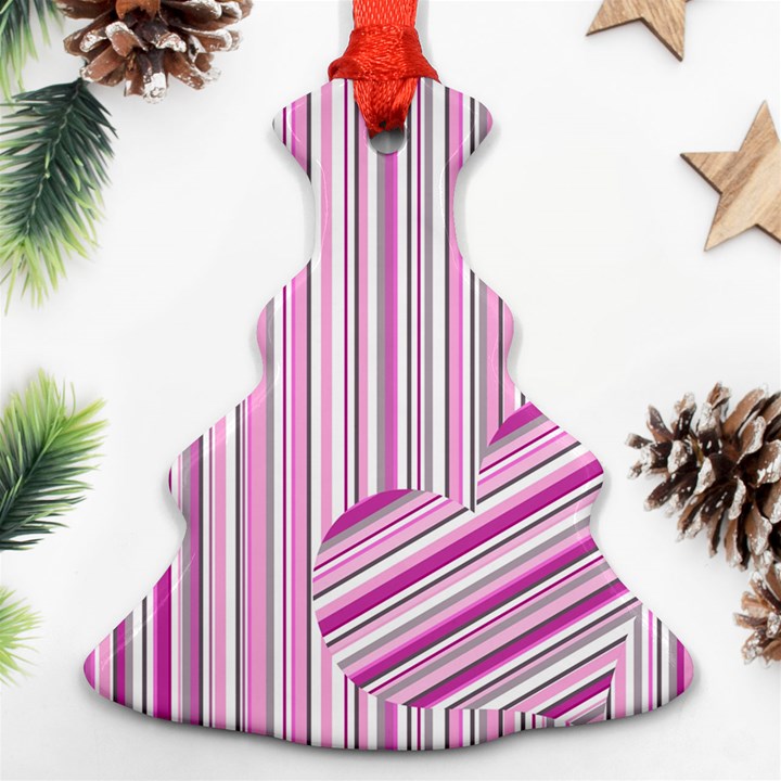 Pink love pattern Christmas Tree Ornament (Two Sides)