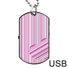 Pink Love Pattern Dog Tag Usb Flash (two Sides)