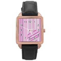 Pink Love Pattern Rose Gold Leather Watch  by Valentinaart