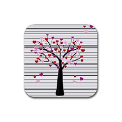 Love Tree Rubber Coaster (square)  by Valentinaart