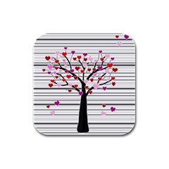 Love Tree Rubber Square Coaster (4 Pack)  by Valentinaart