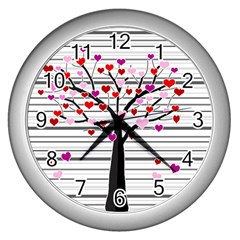 Love Tree Wall Clocks (silver)  by Valentinaart