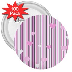 Pink Love 3  Buttons (100 Pack)  by Valentinaart