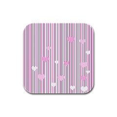 Pink Love Rubber Square Coaster (4 Pack) 