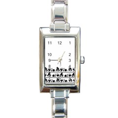 Simple Black And White Design Rectangle Italian Charm Watch by Valentinaart