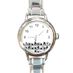 Simple Black And White Design Round Italian Charm Watch